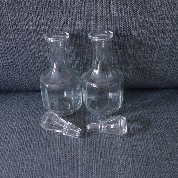 Vintage Glass Salad Dressing Shakers with All Glass Caps - Picture 2 of 7